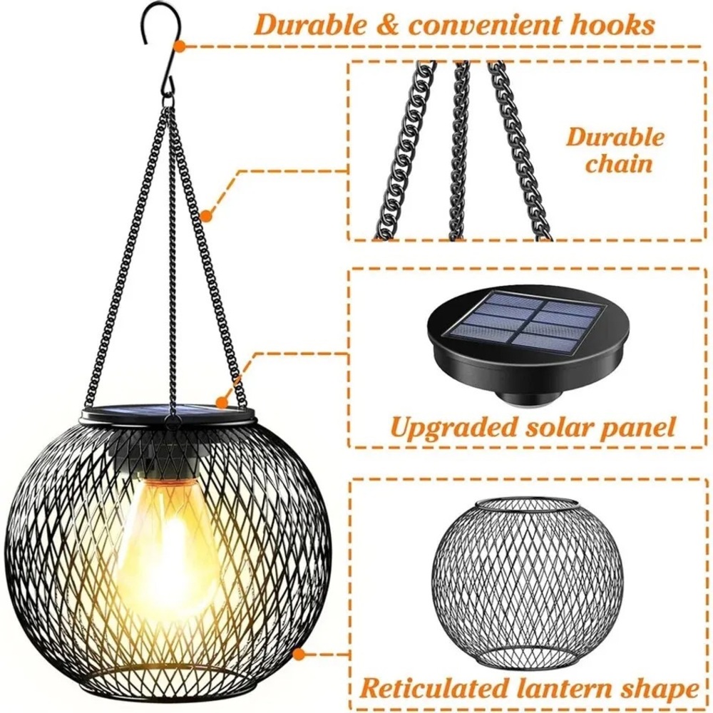 1 Solar Lantern Outdoor Metal Lights Decorative Indoor Hanging Lights Waterproof
